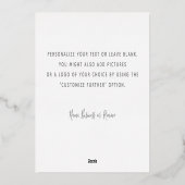 Persoonlijke minimalistische Moderne Wit Dank u Folie Feestdagenkaart (Achterkant)