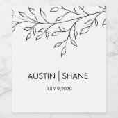 Persoonlijke Minimalistische Schetsblad Wijn Etiket (Enkel label)