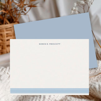 Persoonlijke Minimalistische Stofblauwe Streep Notitiekaartje