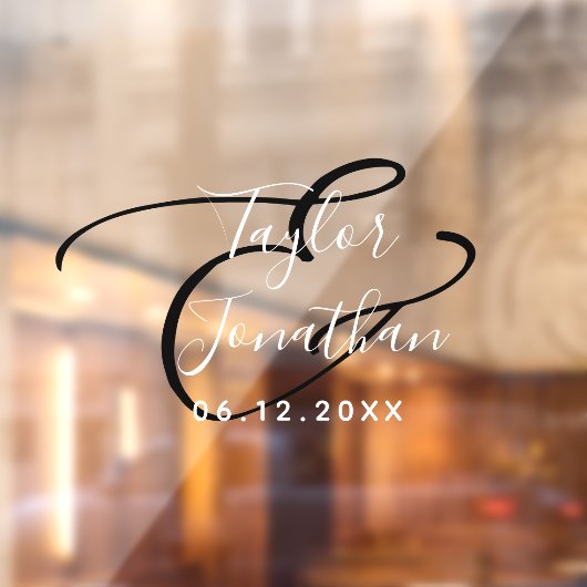 Persoonlijke Minimalistische Trouwdag in Zwart en  Raamsticker (Vel 2)