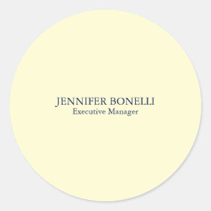 Persoonlijke minimalistische voeg je naam roomkleu ronde sticker