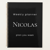 Persoonlijke Minimalistische Zwarte Weekplanner