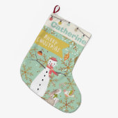 Persoonlijke Mint Green-kerstmis Grote Kerstsok (Voorkant (Hangend))
