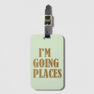 Persoonlijke mintgroene gouden I'm Going Places Bagagelabel
