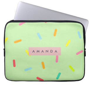 Persoonlijke Mintgroene Pastel Strooi Confetti Laptop Sleeve