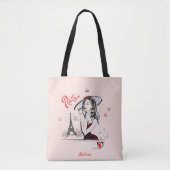 Persoonlijke Mode Girl Paris Sketch Canvas tas (Voorkant)