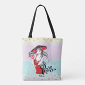 Persoonlijke Mode Girl Paris Sketch Canvas tas (Achterkant)