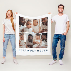 Persoonlijke moderne 4-foto 'Beste papa ooit' Fleece Deken