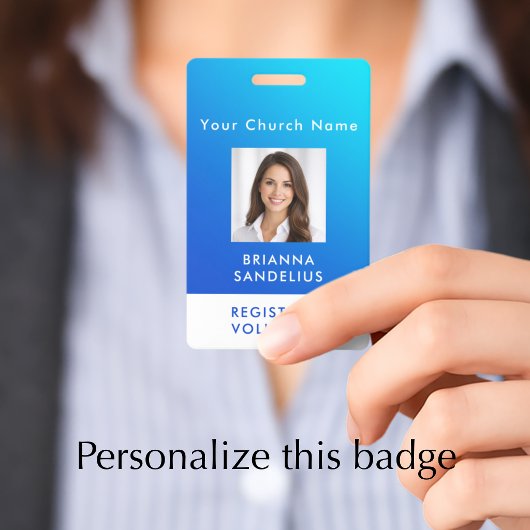 Persoonlijke moderne blauwe verloop aangepaste fot badge