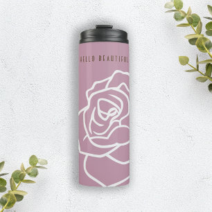Persoonlijke Moderne Chic Roze Roos Thermosbeker