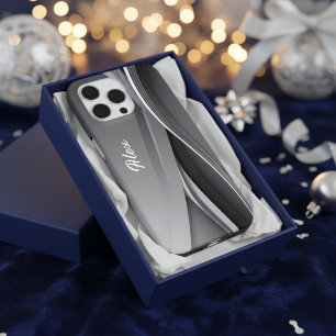 Persoonlijke moderne grijze telefoonhoes voor hem iPhone 15 pro max hoesje