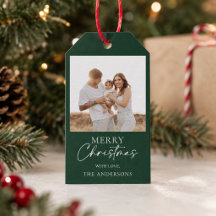 Persoonlijke moderne groene familie foto kerst