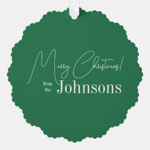 Persoonlijke Moderne Groene Kerstmis Ornament Kaart