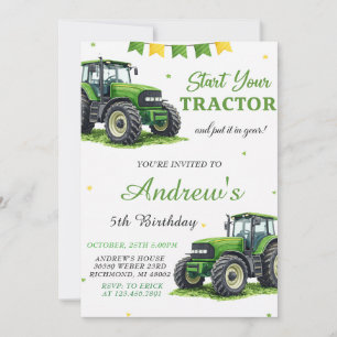 Persoonlijke moderne groene tractor verjaardag kaart