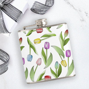Persoonlijke Moderne Kleurrijke Tulp Bloem Heupfles