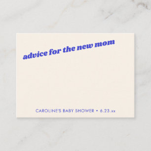 Persoonlijke moderne leuke blauwe baby shower mama advieskaart