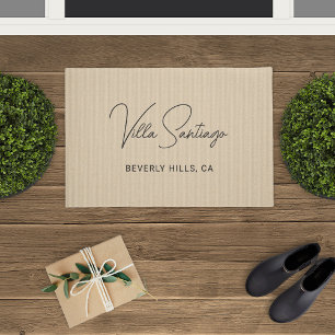 Persoonlijke moderne naam van de woonplaats deurmat