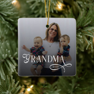 Persoonlijke moderne oma foto keramisch ornament