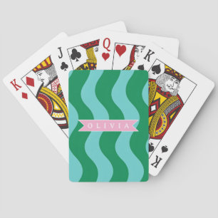 Persoonlijke moderne pret groene golf strepen op m pokerkaarten
