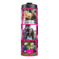 Persoonlijke moderne roze foto-collage met monogra
