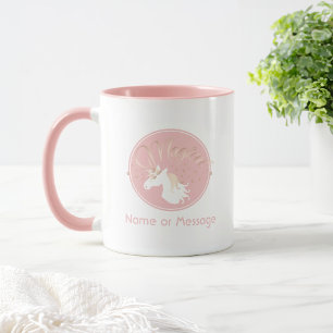 Persoonlijke Moderne Roze Magische Eenhoorn Kinder Mok