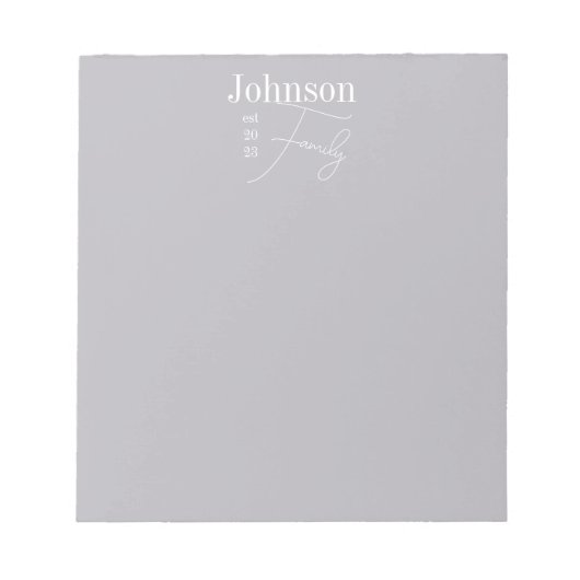 Persoonlijke moderne script familienaam notitieblok (Voorkant)