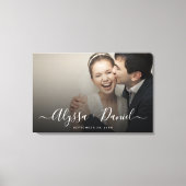 Persoonlijke moderne scriptie namen bruiloftsfoto canvas afdruk (Voorkant)