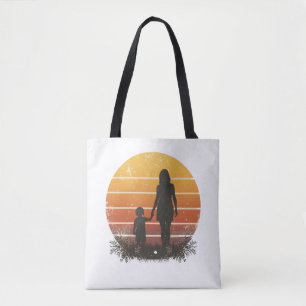 Persoonlijke Moeder en Kind Zonsondergang Silhouet Draagtas