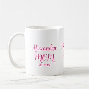 Persoonlijke Moeder Naam Gevestigd Roze Script Koffiemok