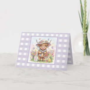 Persoonlijke Moederdag Highland Koe Gingham Kaart