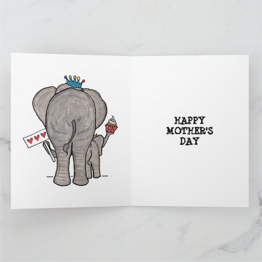 Persoonlijke Moederdagkaart met Olifant en Baby Kaart (Binnen)