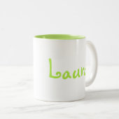 Persoonlijke Mok met twee draaistenen groen en wit (Voorkant rechts)