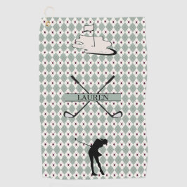 Persoonlijke Monogram Argyle Aangepaste Naam Vrouw Golfhanddoek
