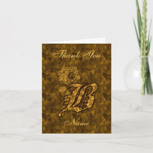Persoonlijke monogram beginletter B gouden satijne Bedankkaart