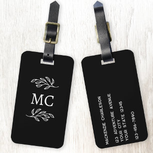 Persoonlijke Monogram Beginletters Botanisch blad Bagagelabel