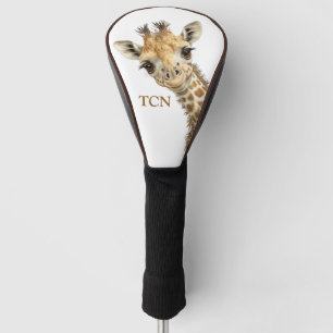 Persoonlijke Monogram Beginletters Giraffe Golfheadcover