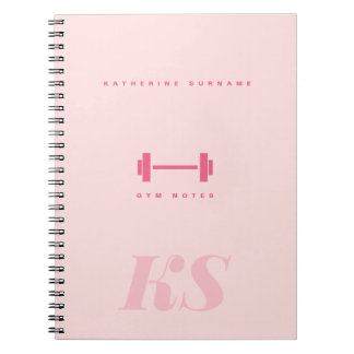 Persoonlijke Monogram Beginletters Roze Gym Notebo Notitieboek
