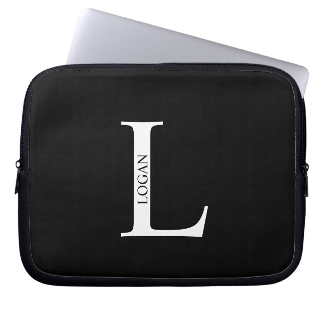 Persoonlijke monogram en naam laptophoes laptop sleeve (Voorkant)