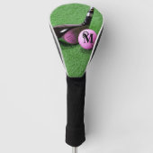 Persoonlijke Monogram Fancy Script Roze Golfbal Golfheadcover (Voorkant)