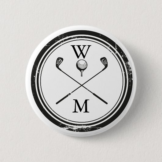 Persoonlijke Monogram Golfclubs Ronde Button 5,7 Cm (Voorkant)