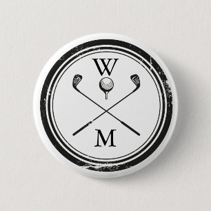 Persoonlijke Monogram Golfclubs Ronde Button 5,7 Cm