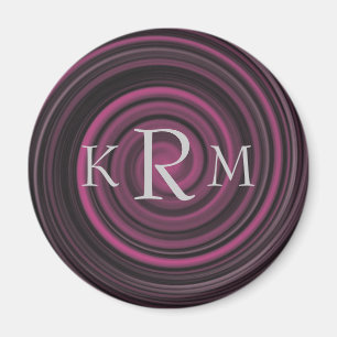 Persoonlijke monogram initiaal krullen pruim magneet