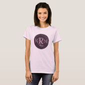 Persoonlijke Monogram Initiaal Krullen Pruim T-shirt (Voorkant volledig)