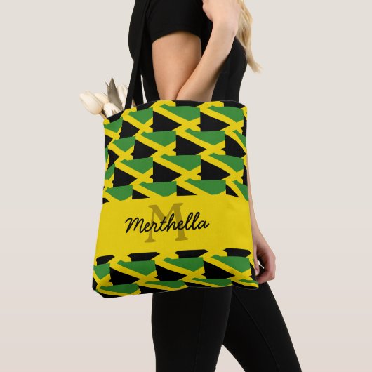 Persoonlijke Monogram JAMAICA FLAG Canvas tas (Dichtbij)