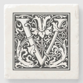 Persoonlijke Monogram Letter V Wedding Birthday Stenen Onderzetter