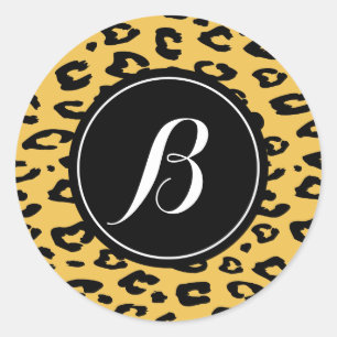 Persoonlijke monogram luipaardprint stickers