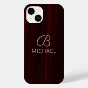Persoonlijke Monogram Mahoniehout Hout Naam Case-Mate iPhone 14 Hoesje
