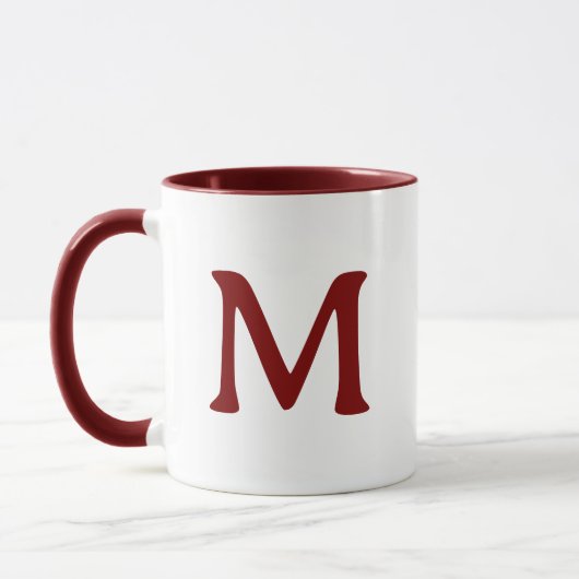 Persoonlijke Monogram Moderne Maroon Witte Mok (Links)