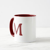 Persoonlijke Monogram Moderne Maroon Witte Mok (Voorkant links)