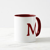Persoonlijke Monogram Moderne Maroon Witte Mok (Voorkant rechts)